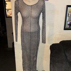 💥Nasty Gal Black Mesh Long Sleeve Dress